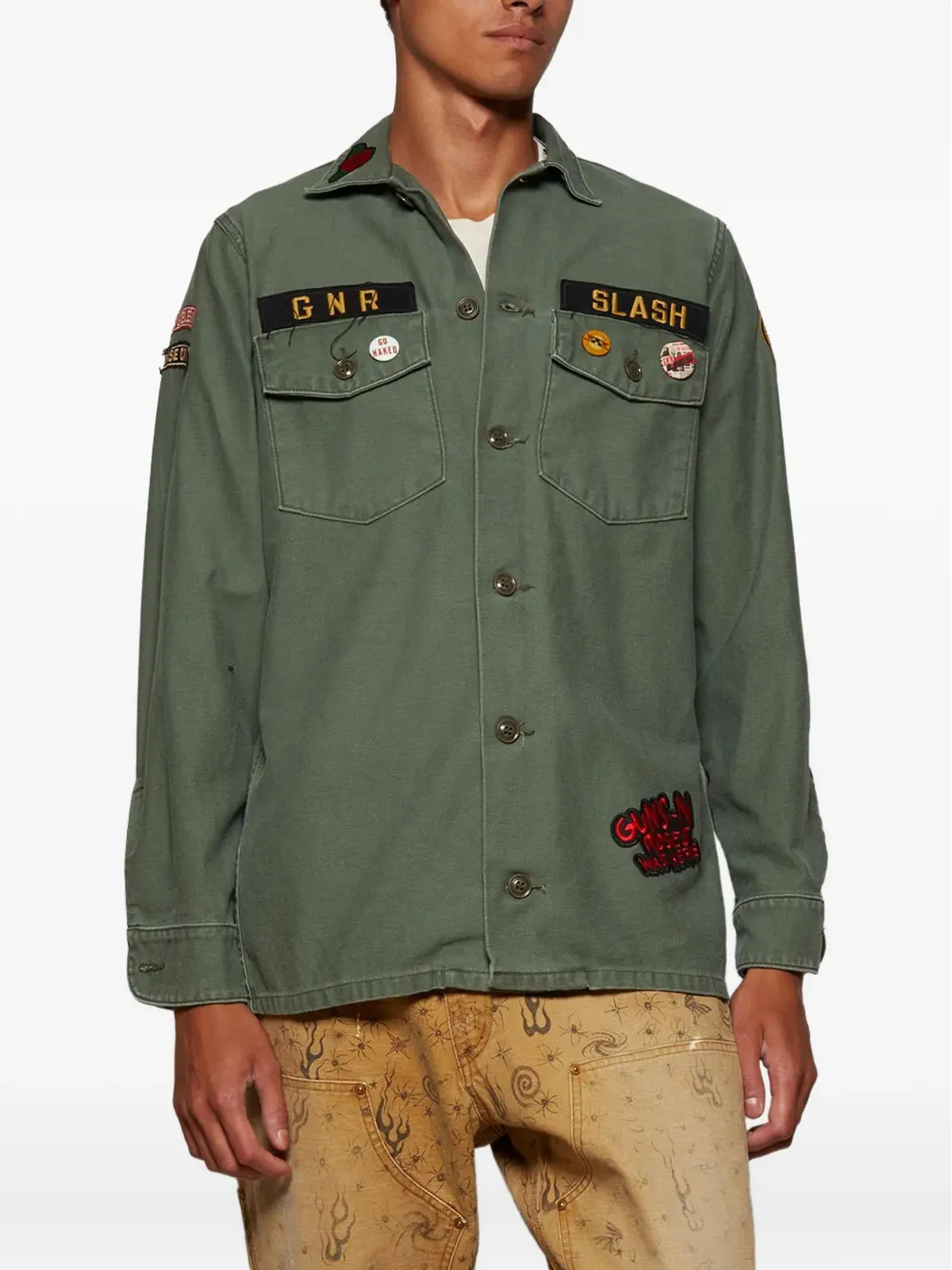 MadeWorn ガンズ・アンド・ローゼズ・アップリケ入りシャツ - 画像3