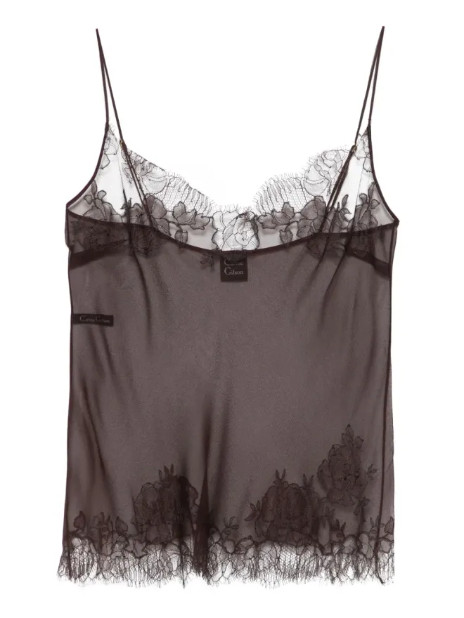 Carine Gilson Carine Gilson オーガンザキャミソール ブラウンの商品画像