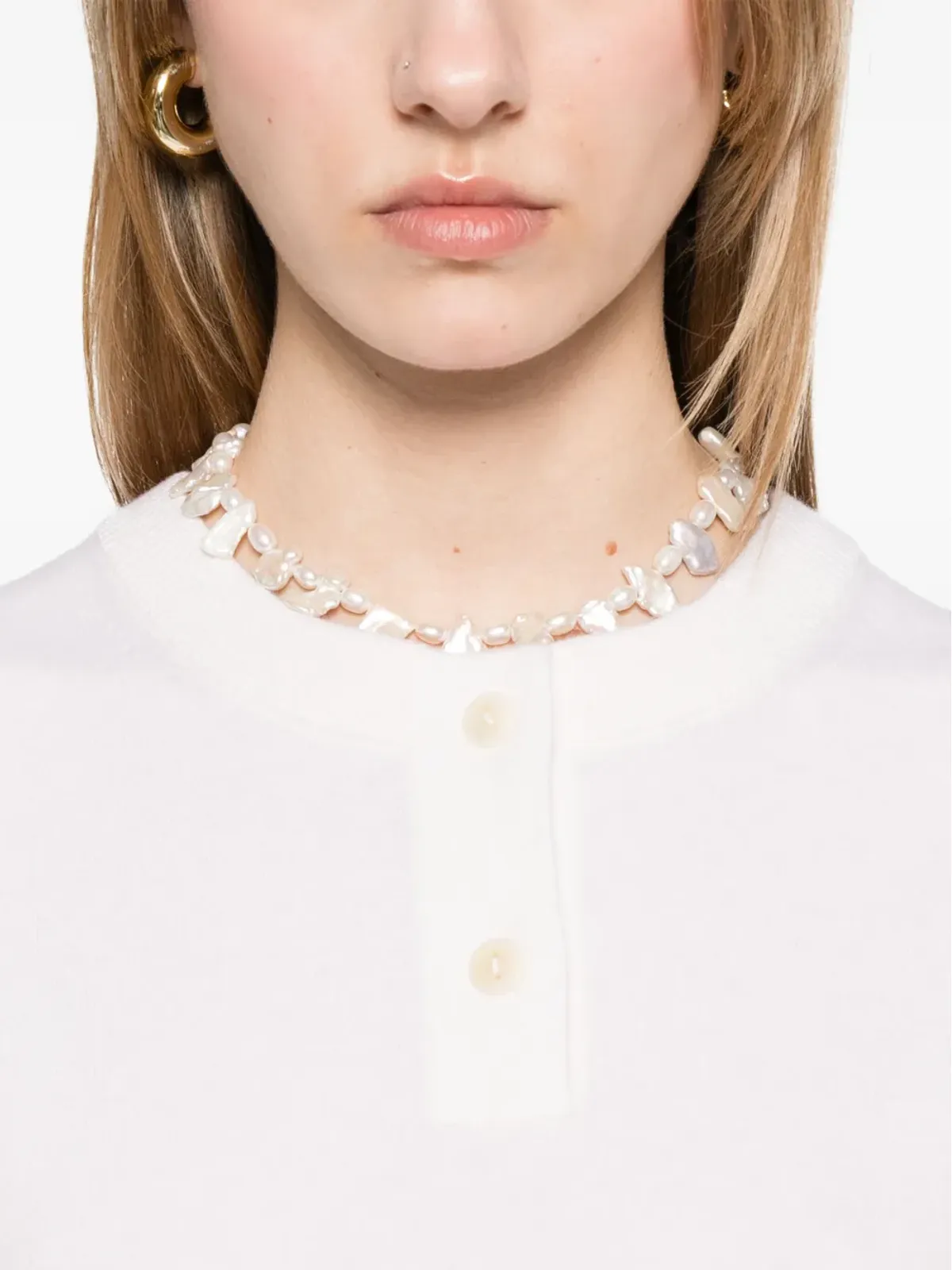 Vince ヘンリーネック付きニットトップス ホワイト - 画像5