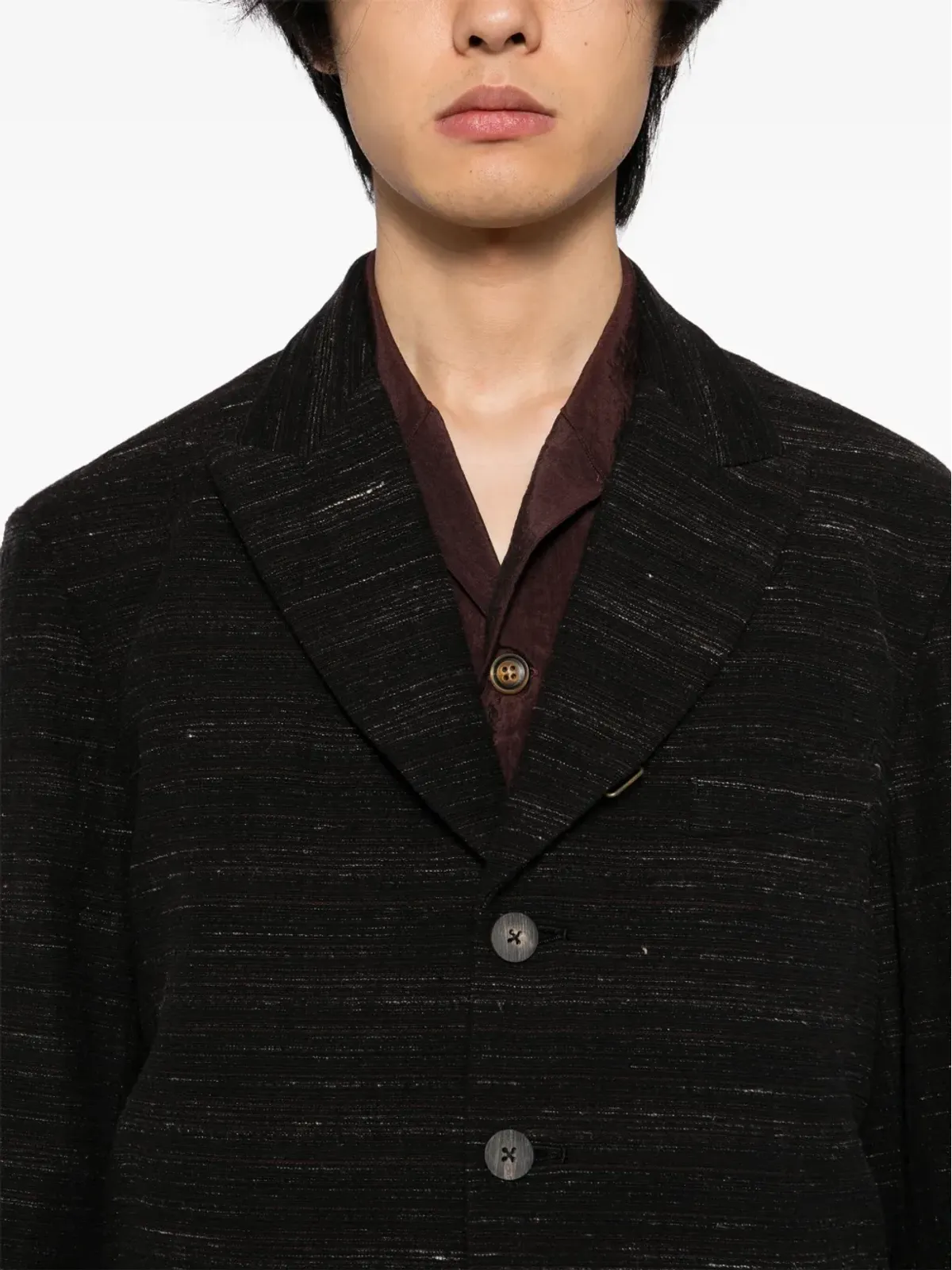 CALMLENCE peaked lapel sack blazer - Black - 画像5