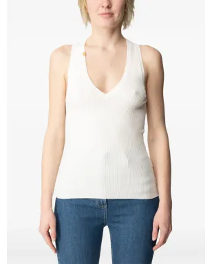 Elisabetta Franchi リブ編みVネック タンクトップ - ニュートラル系 - サムネイル1