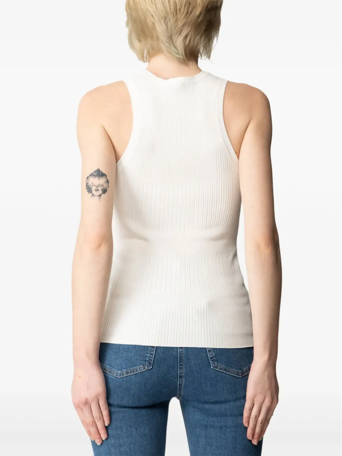 Elisabetta Franchi リブ編みVネック タンクトップ - ニュートラル系 - 画像5