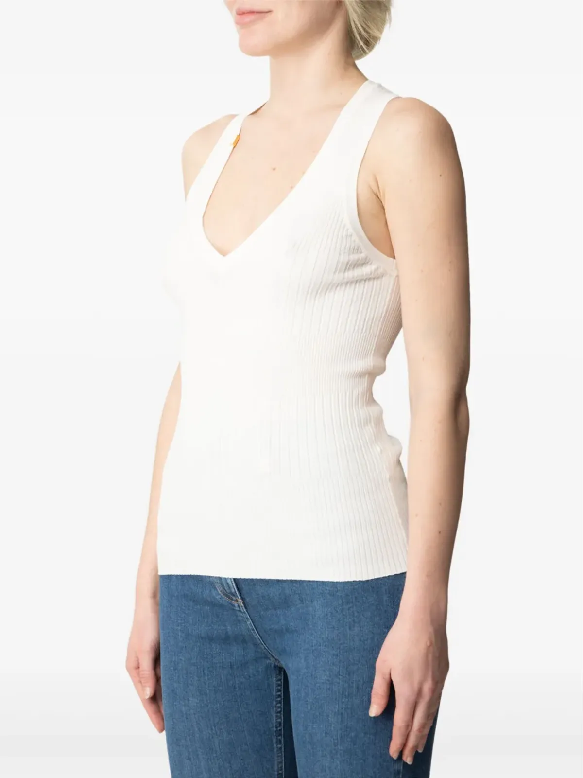 Elisabetta Franchi リブ編みVネック タンクトップ - ニュートラル系 - 画像3