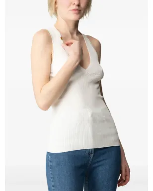 Elisabetta Franchi リブ編みVネック タンクトップ - ニュートラル系 - サムネイル4