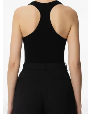 Elisabetta Franchi リブ編み 花モチーフ トップ - ブラック - サムネイル2