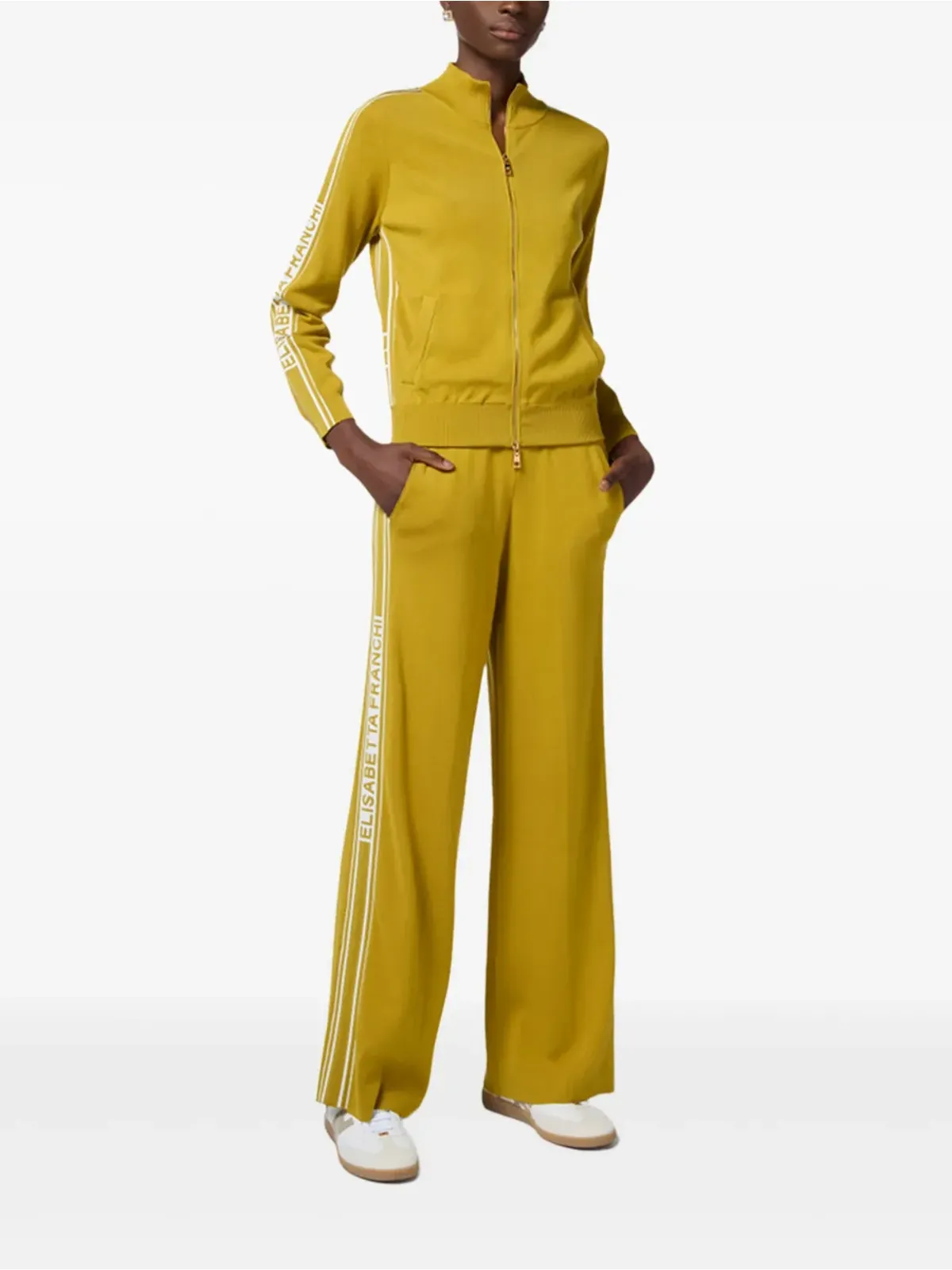Elisabetta Franchi ジップフロント ストライプディテール カーディガン - イエロー - 画像2