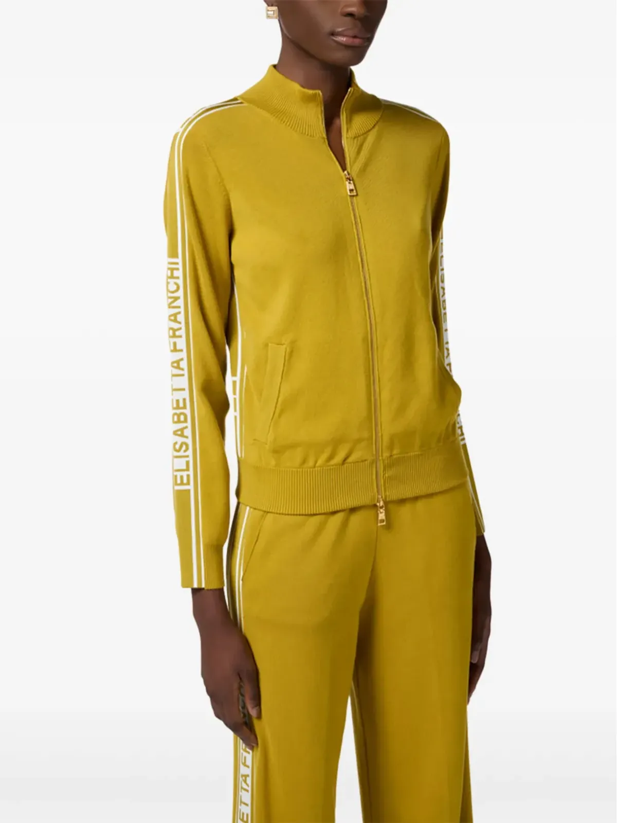 Elisabetta Franchi ジップフロント ストライプディテール カーディガン - イエロー - 画像4