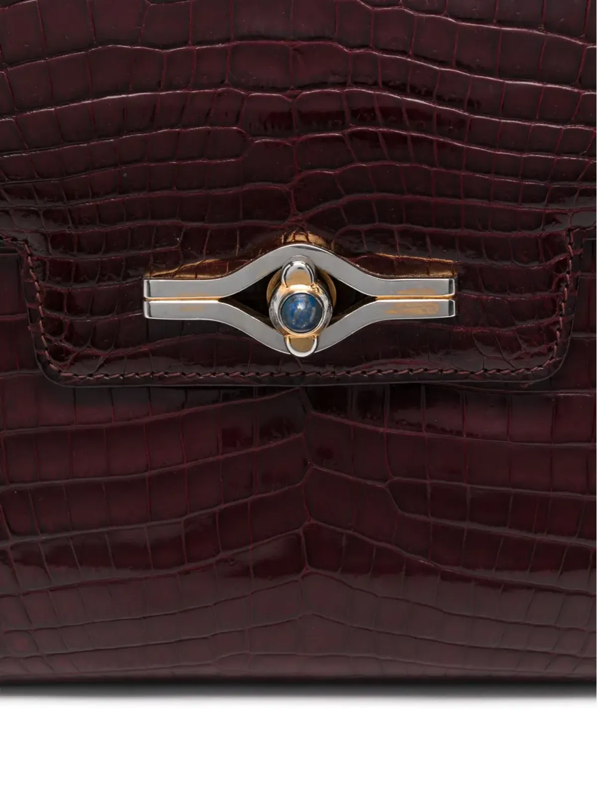Gucci ビンテージ クロコダイルエンボス トートバッグ - レッド - 画像3