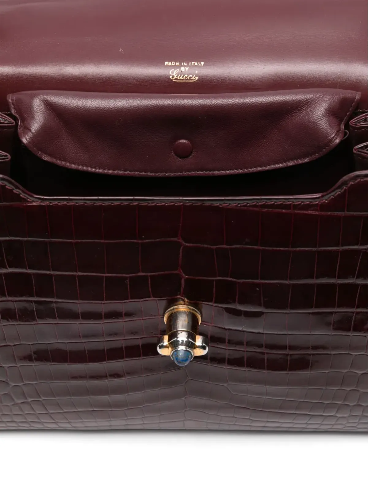 Gucci ビンテージ クロコダイルエンボス トートバッグ - レッド - 画像4