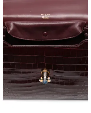 Gucci ビンテージ クロコダイルエンボス トートバッグ - レッド - サムネイル4