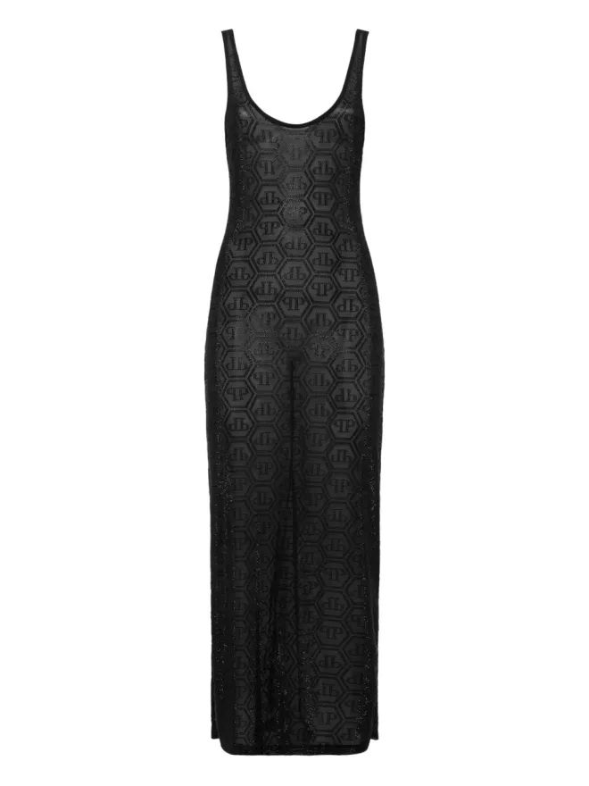 Philipp Plein Philipp Plein テュールモノグラムストラス ミディドレスの商品画像