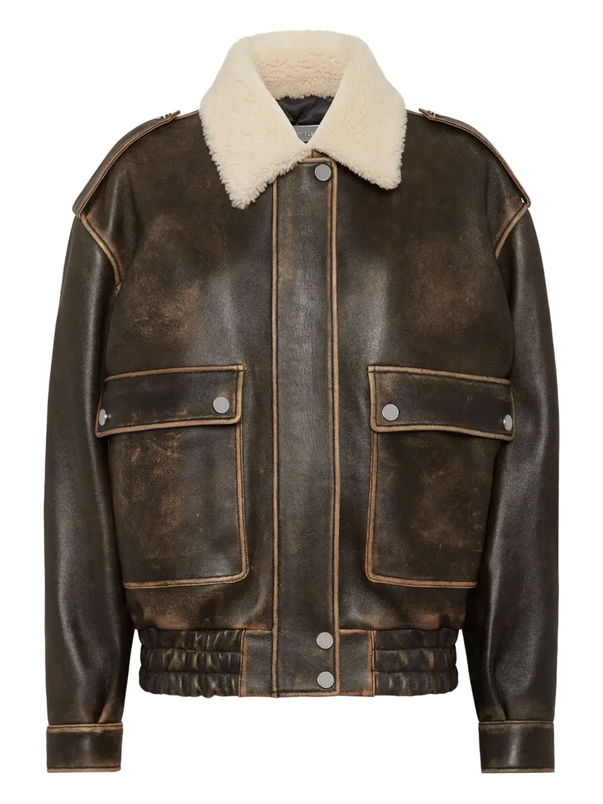 Philipp Plein レザー アビエーターボンバー ジャケット - 画像1