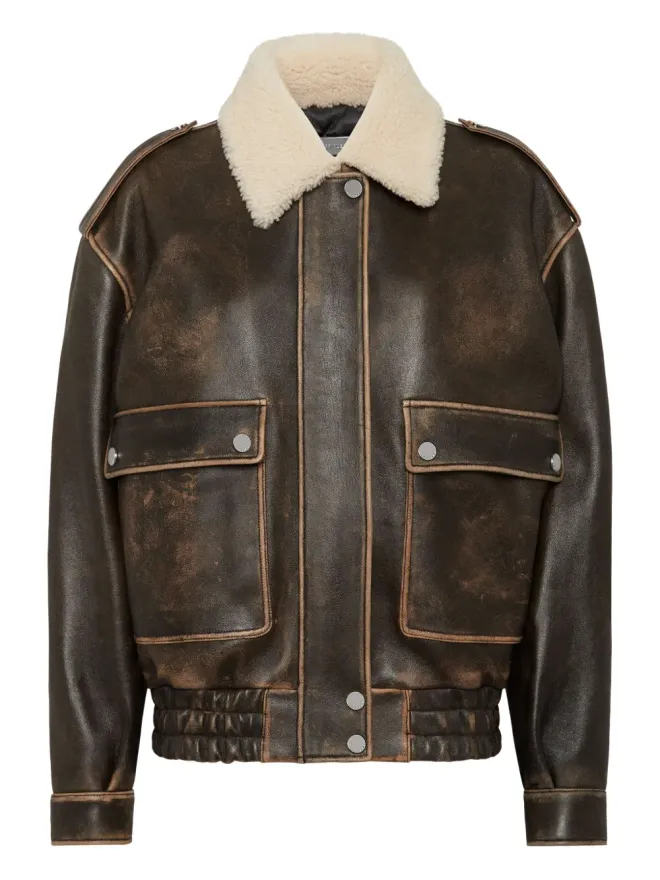 Philipp Plein Philipp Plein レザー アビエーターボンバー ジャケットの商品画像