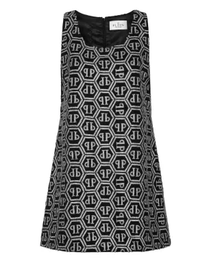 Philipp Plein モノグラム・ストラス ミニドレス ブラック - サムネイル1