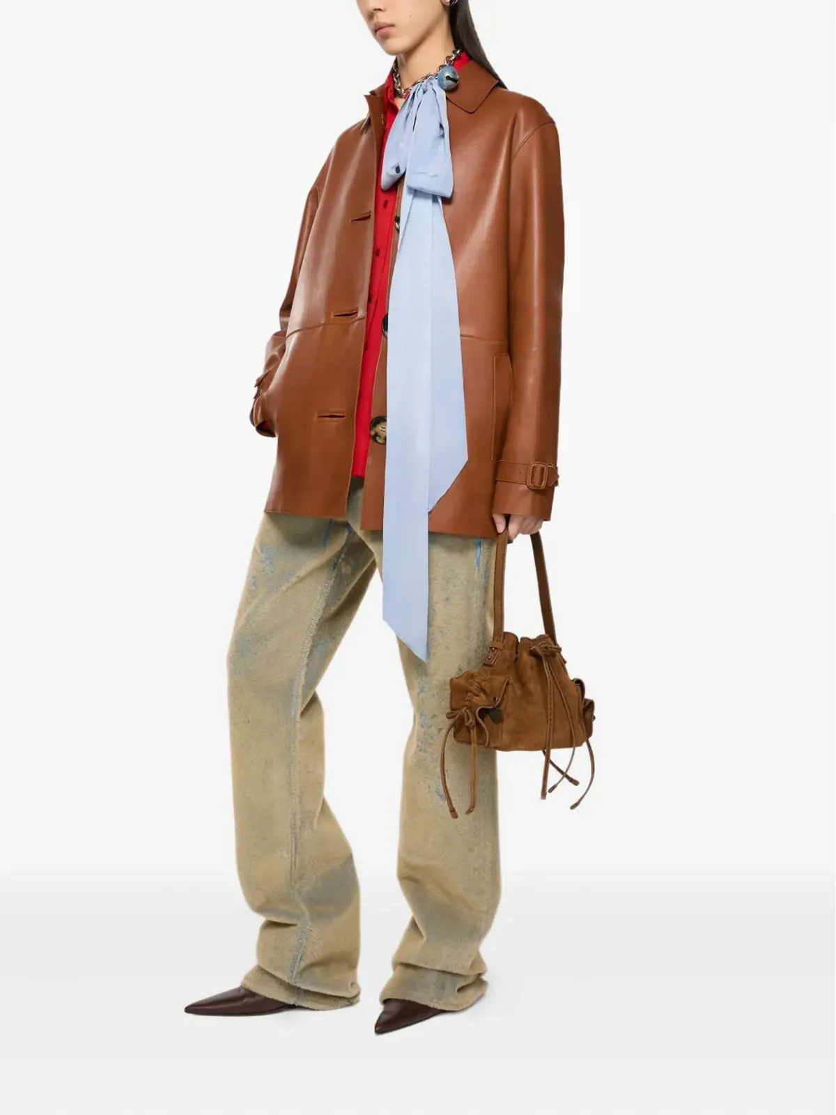 Acne Studios ミニ マルチポケット スエード ショルダーバッグ - 画像2