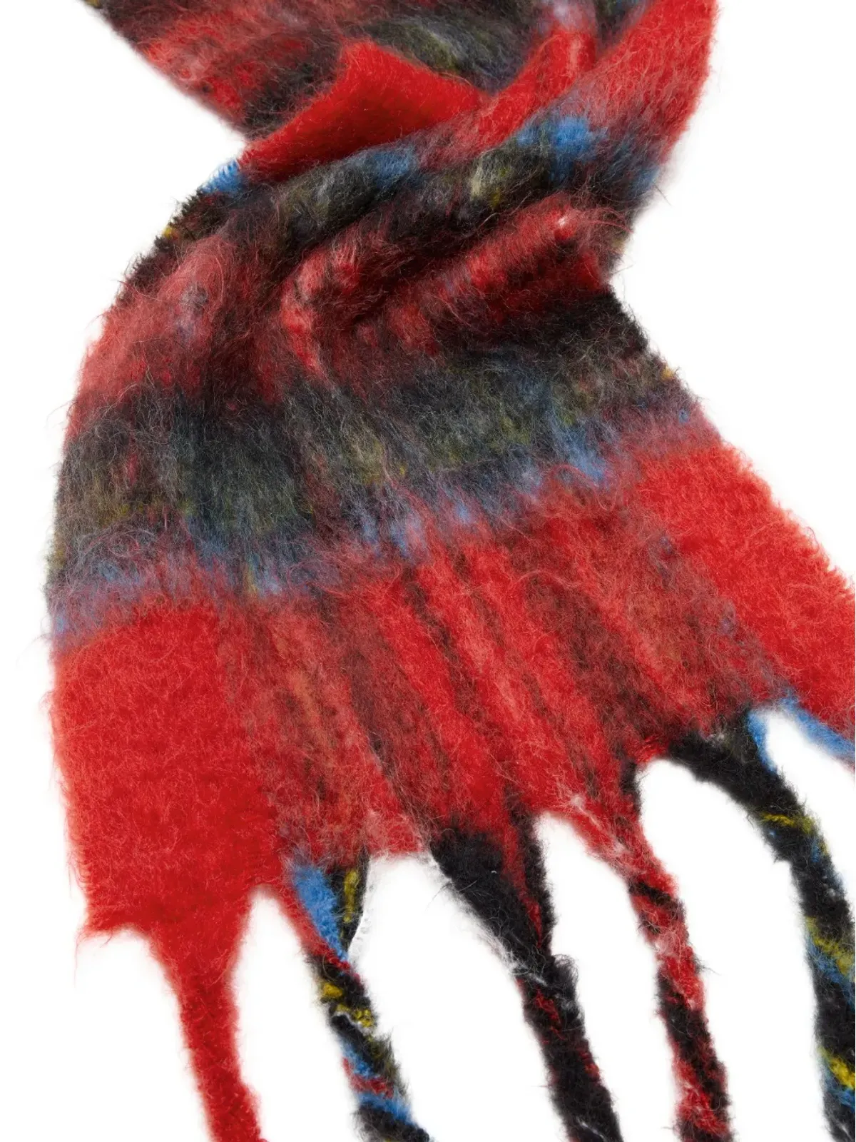 Acne Studios チェック柄フリンジスカーフ - レッド - 画像3