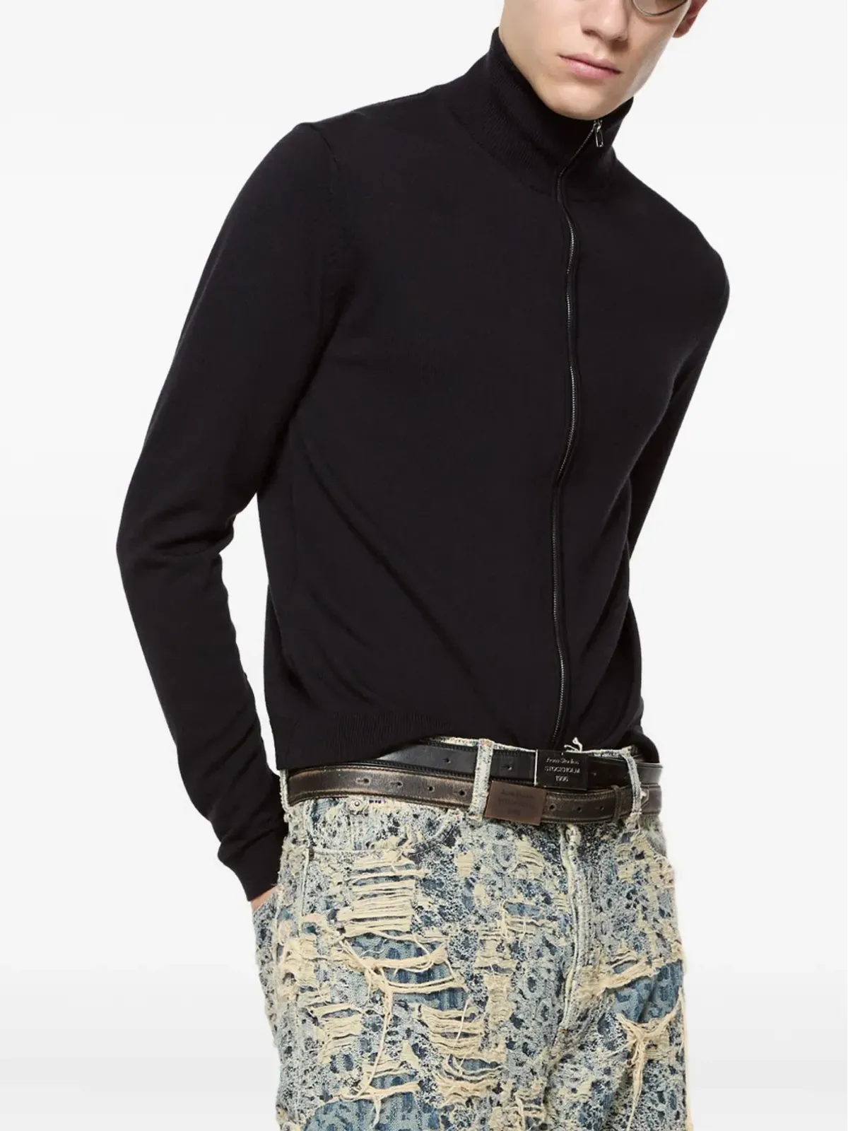 Acne Studios ハイネックジップアップカーディガン ブラック - 画像5
