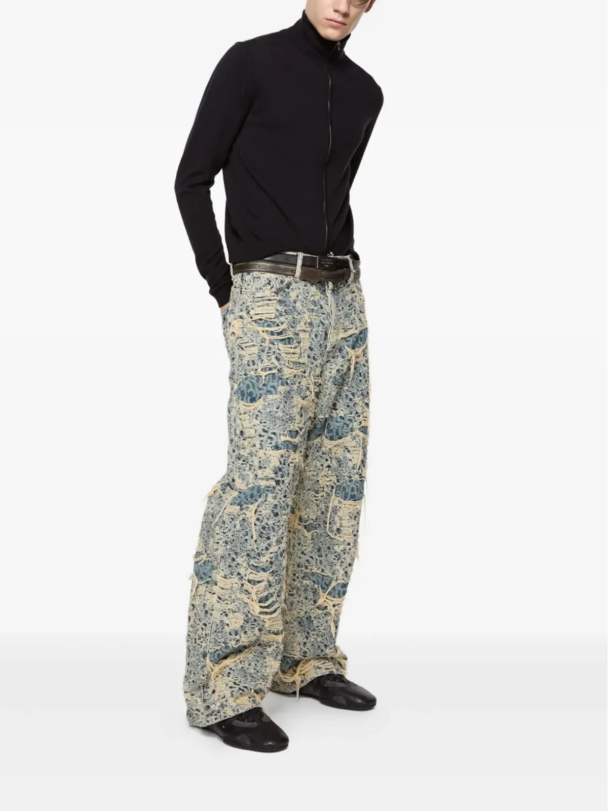 Acne Studios ハイネックジップアップカーディガン ブラック - 画像2