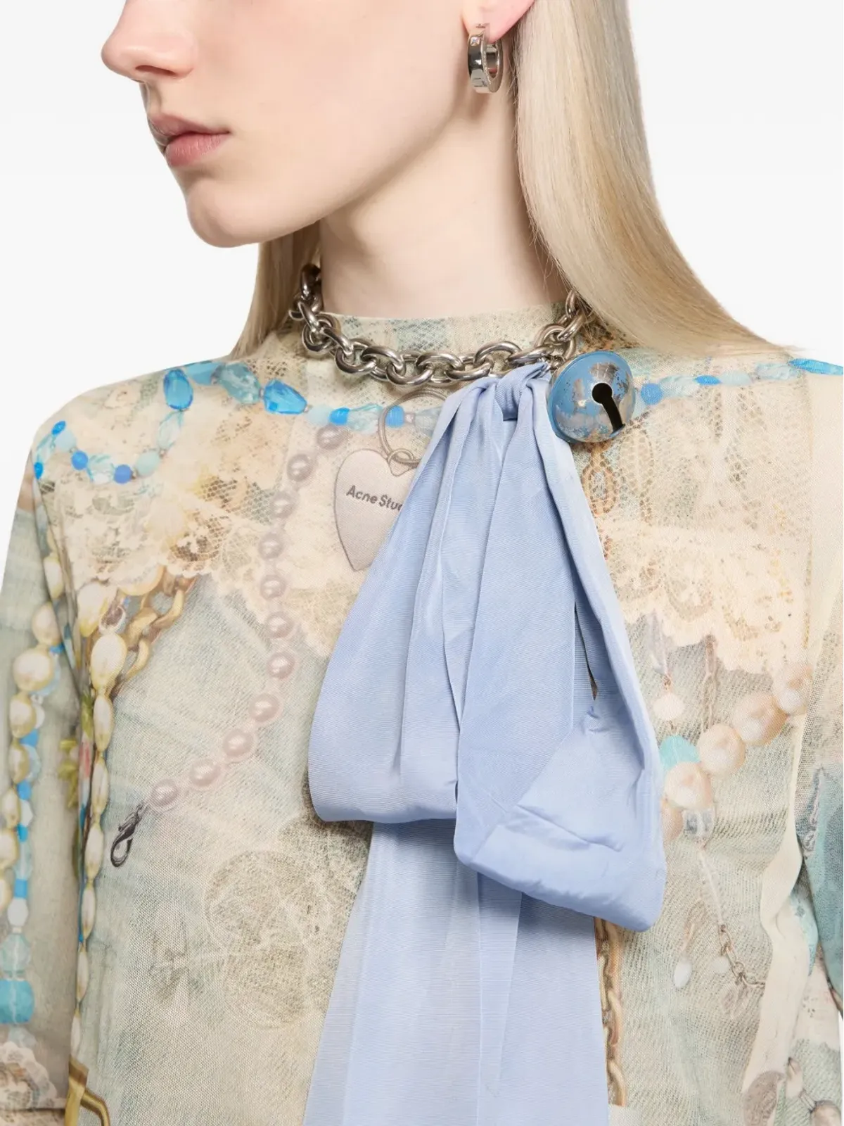 Acne Studios エングレーブドロゴのフープピアス - 画像2