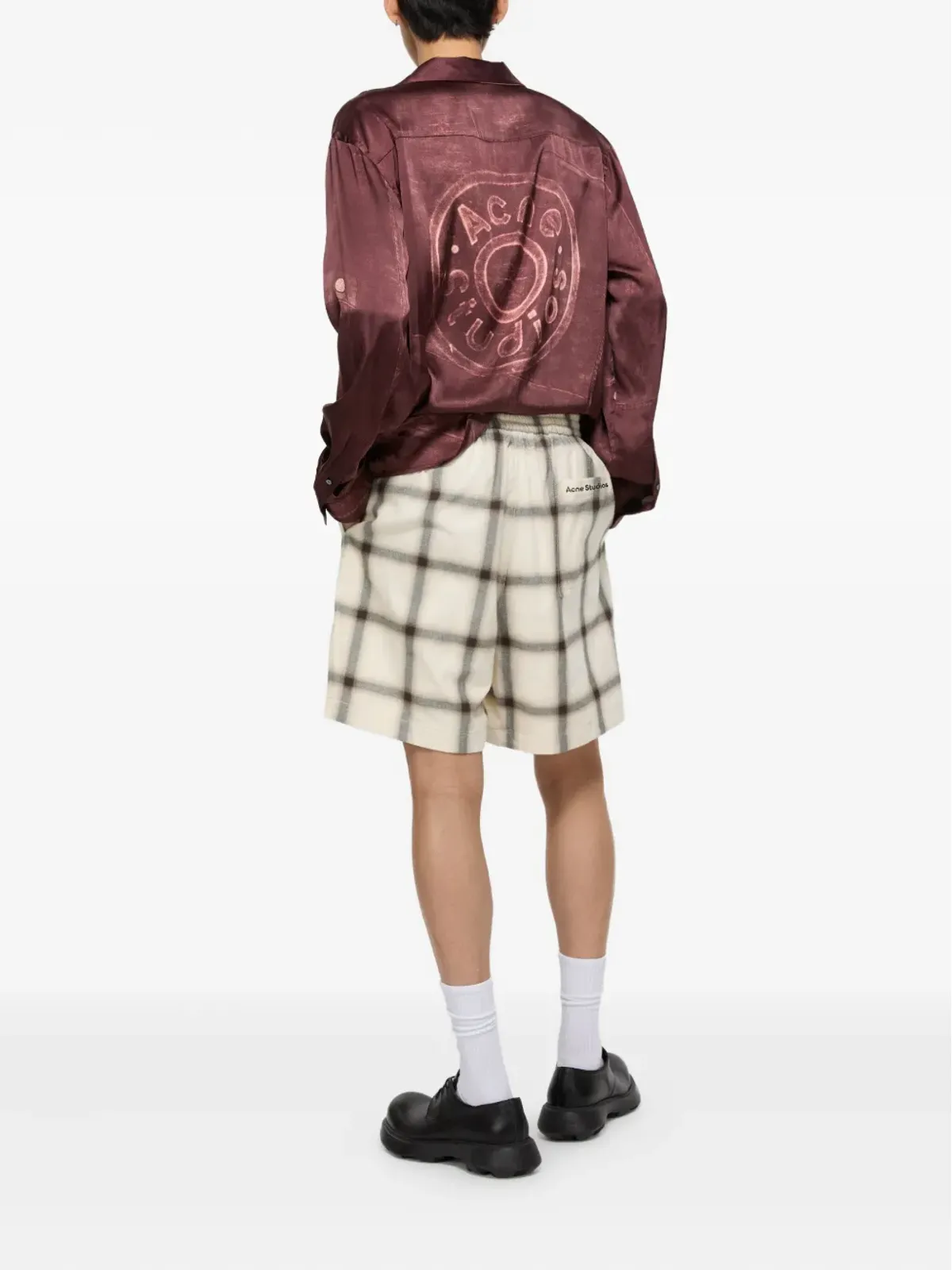 Acne Studios チェック柄ドローストリングウエストショーツ - 画像3