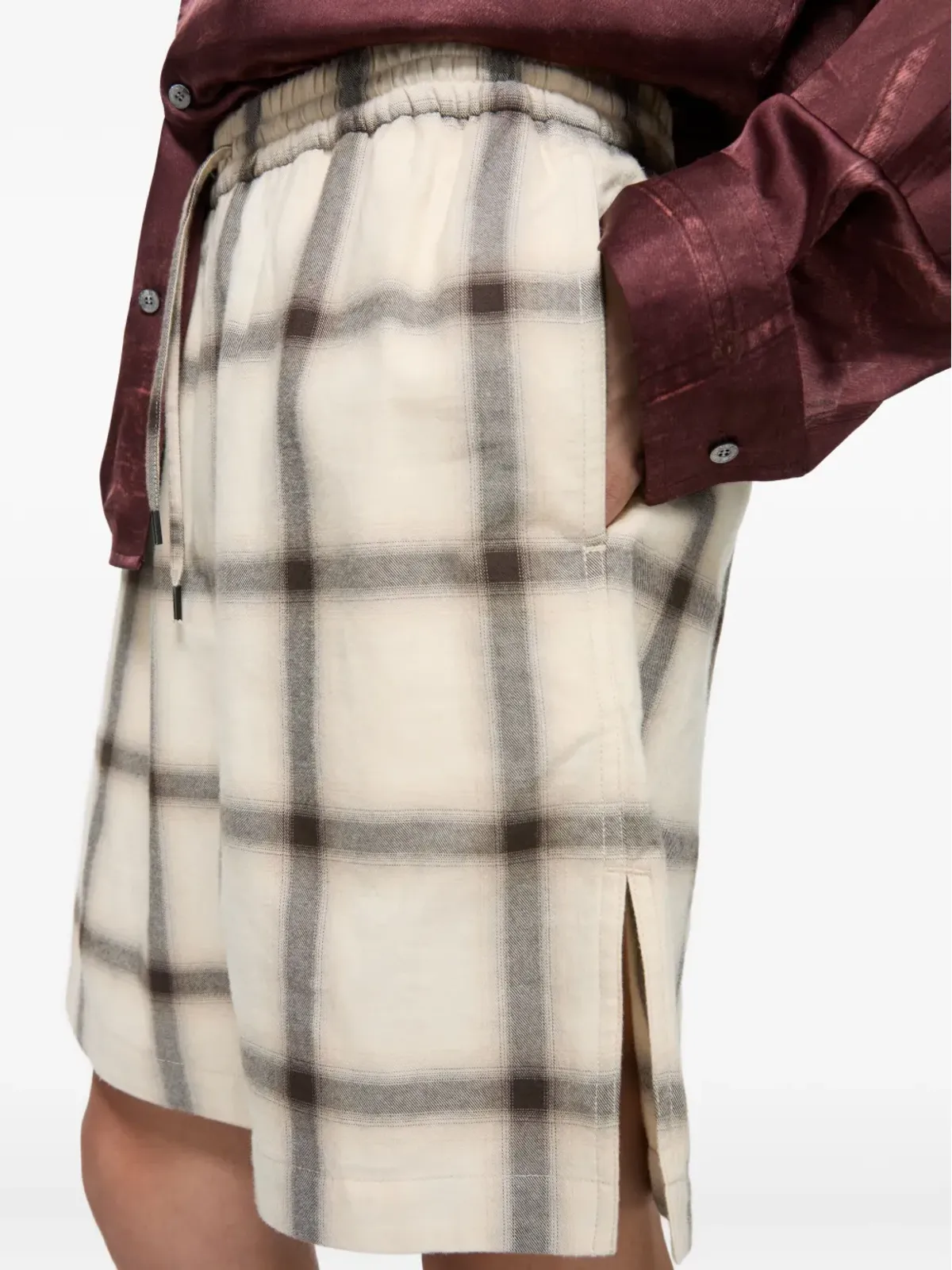 Acne Studios チェック柄ドローストリングウエストショーツ - 画像4