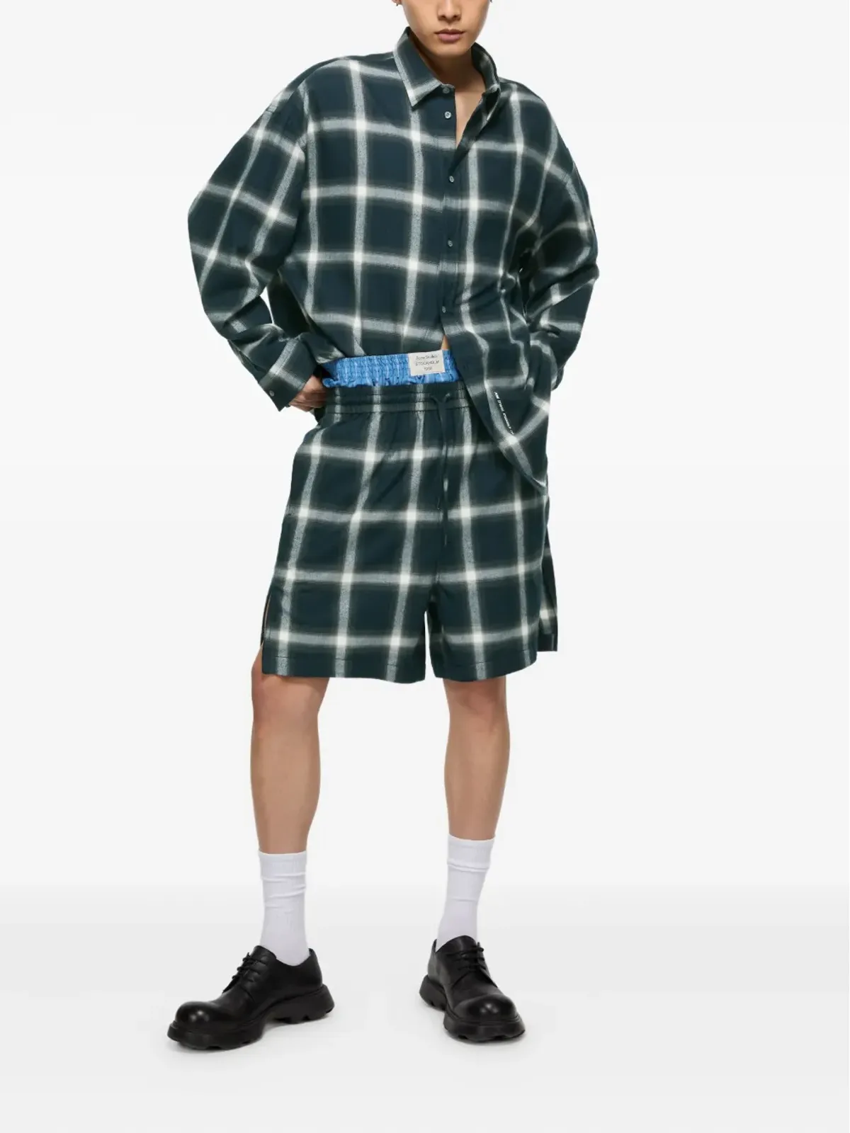 Acne Studios チェック柄エラスティックウェストショーツ - 画像2