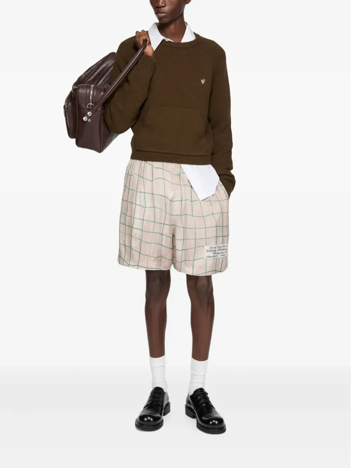Acne Studios チェック柄ショーツ - ピンク - 画像2