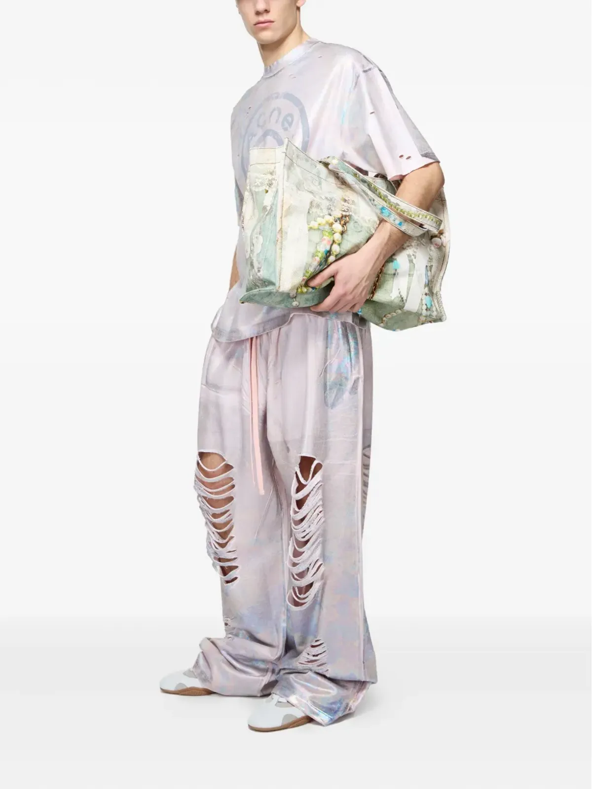 Acne Studios レーストリムのプリント トートバッグ - 画像2