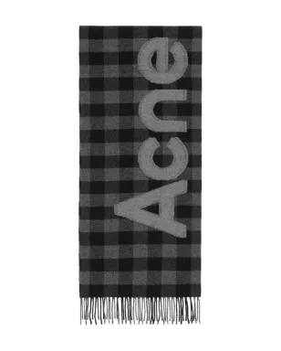 Acne Studios ギンガムチェック ロゴ刺繍スカーフ - サムネイル1