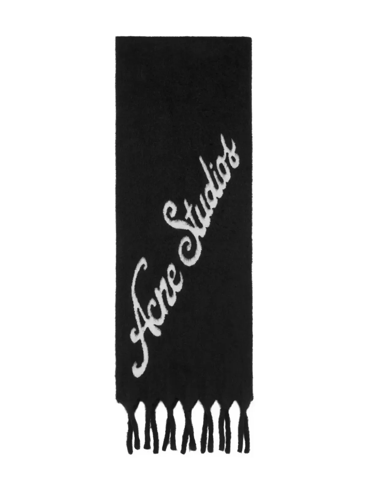 Acne Studios ロゴディテール フリンジスカーフ - Black - 画像1
