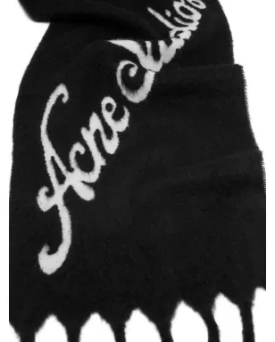 Acne Studios ロゴディテール フリンジスカーフ - Black - サムネイル2