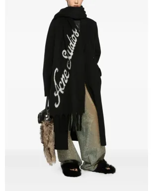 Acne Studios ロゴディテール フリンジスカーフ - Black - サムネイル4