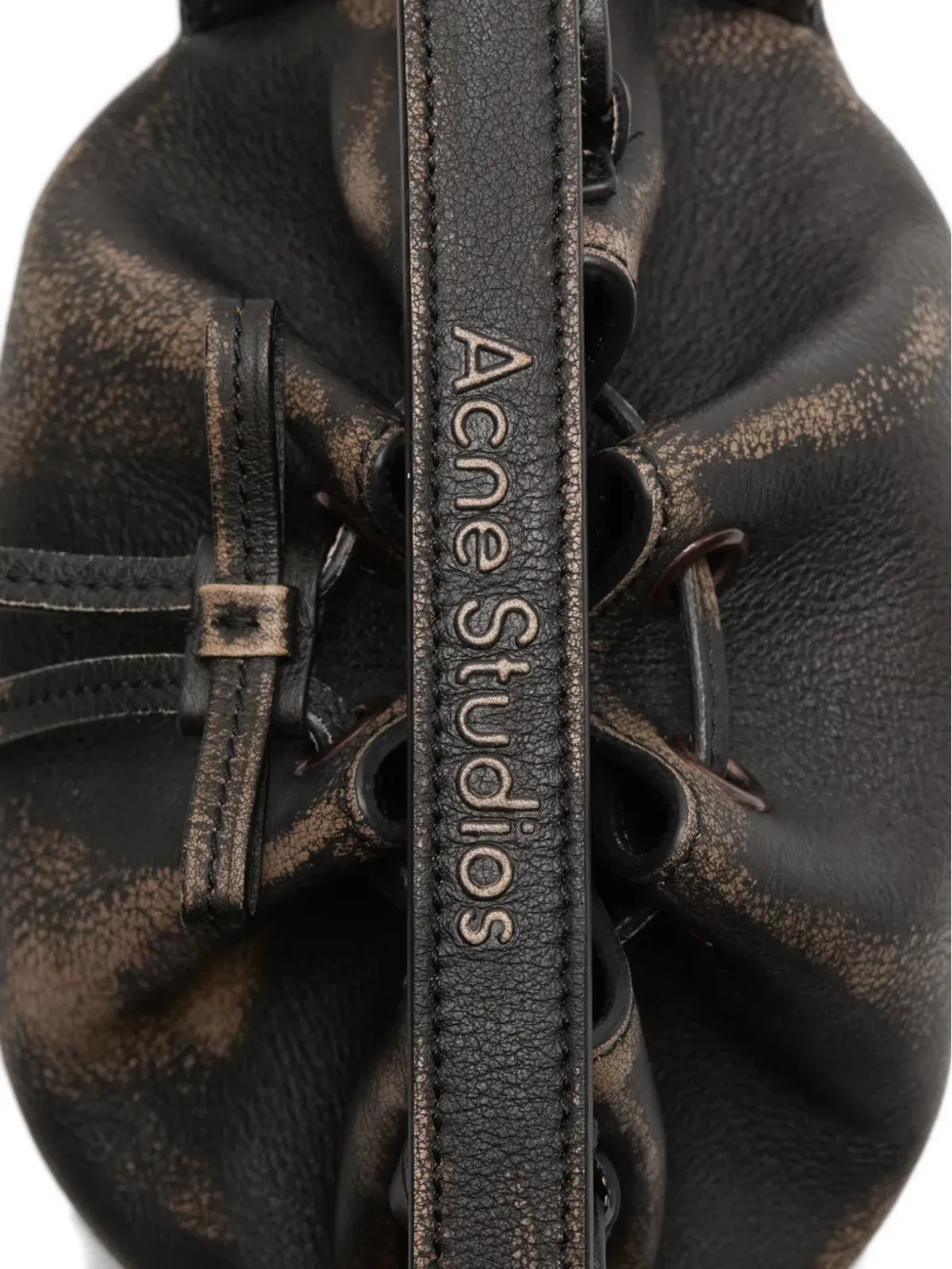 Acne Studios レザー ドローストリング ミニバッグ - 画像4