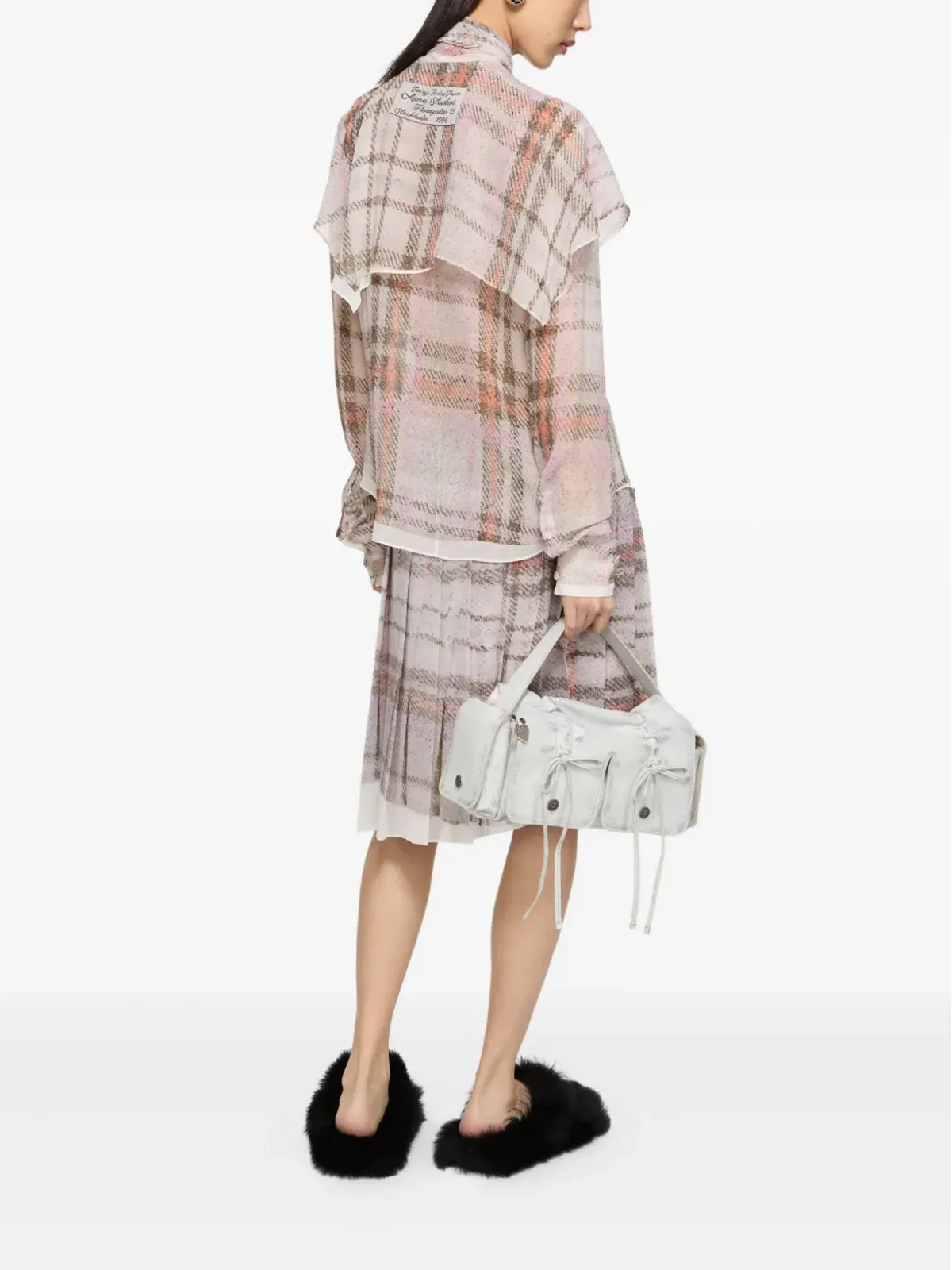 Acne Studios plaid chiffon blouse - Pink - 画像3