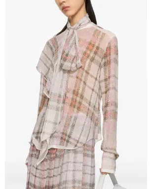 Acne Studios plaid chiffon blouse - Pink - サムネイル4