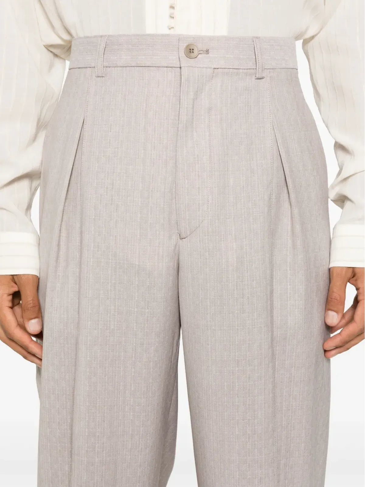Emporio Armani バージンウール・シングルブレストスーツ - ニュートラルカラー - 画像5