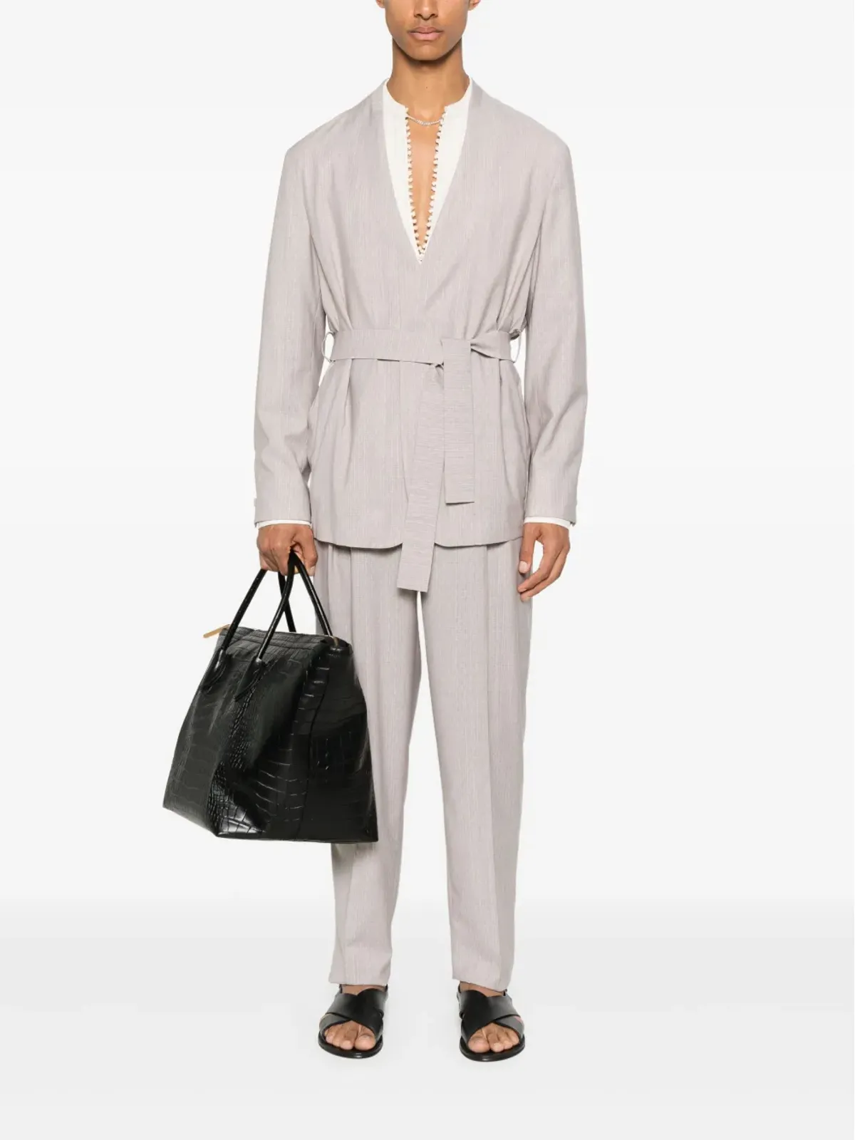 Emporio Armani バージンウール・シングルブレストスーツ - ニュートラルカラー - 画像2