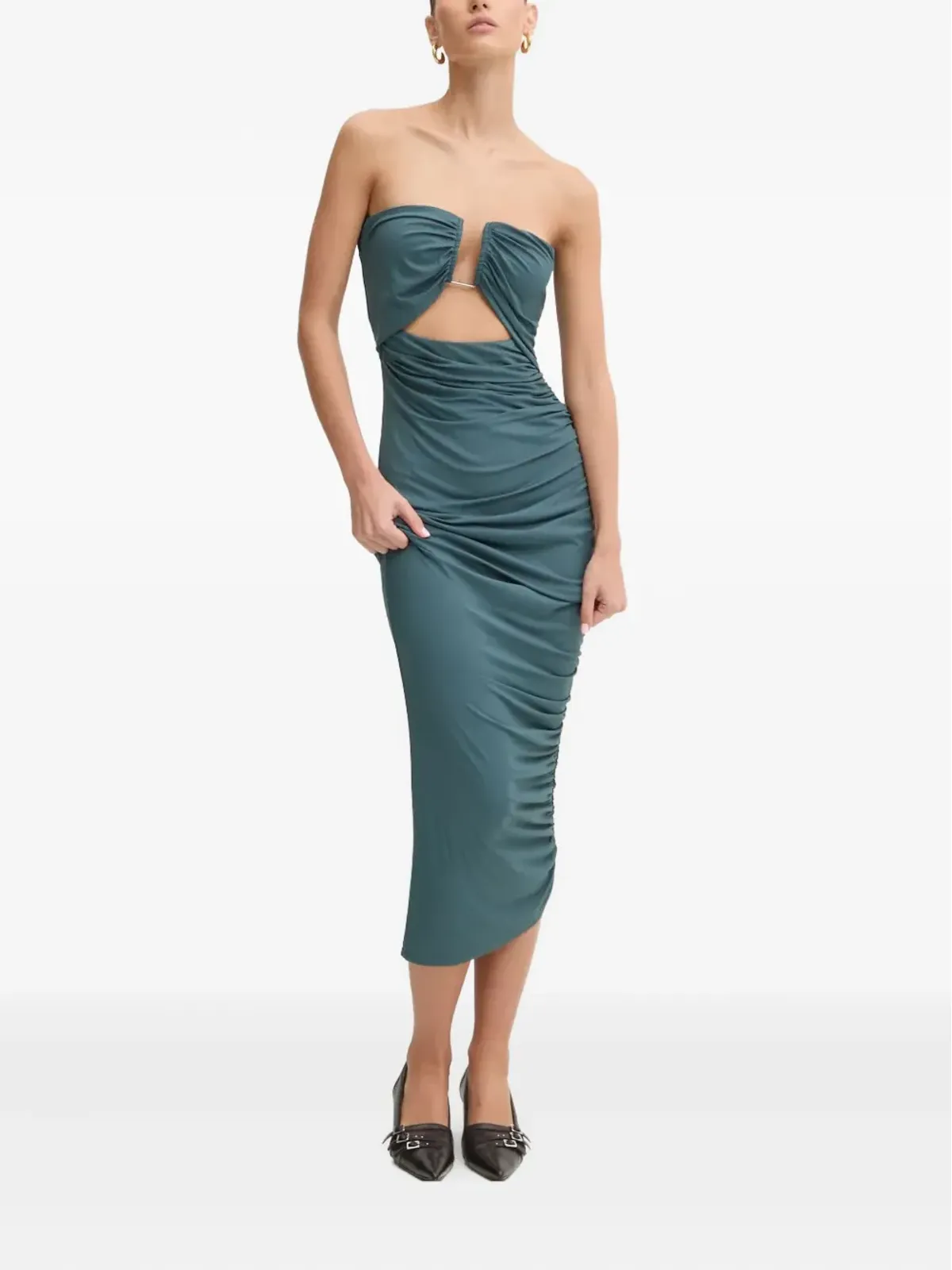 Aniye By Jett ruched midi dress - Green - 画像5