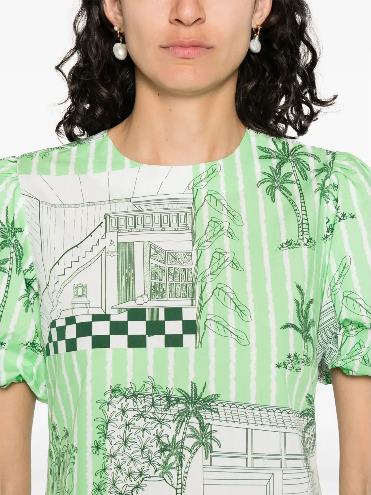 Verandah グラフィックプリント ミディドレス - 画像5