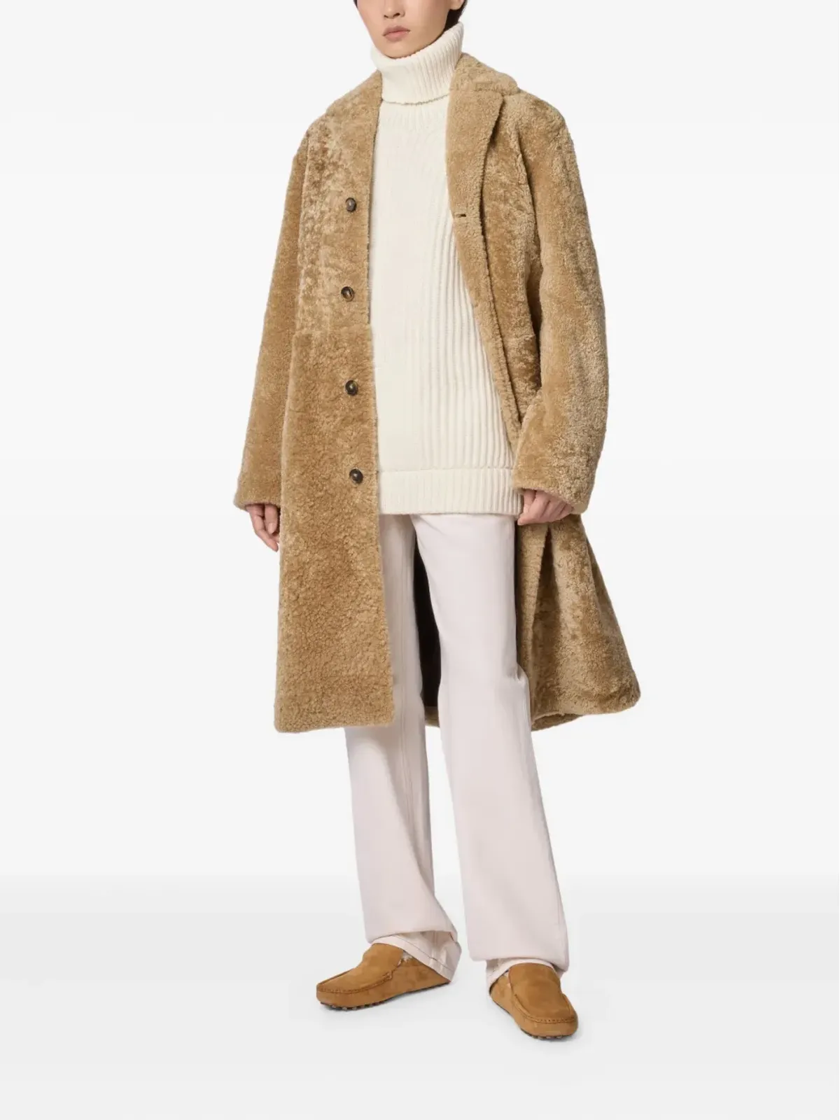 Tod's ボタン留め シアリングコート ベージュ系 - 画像2