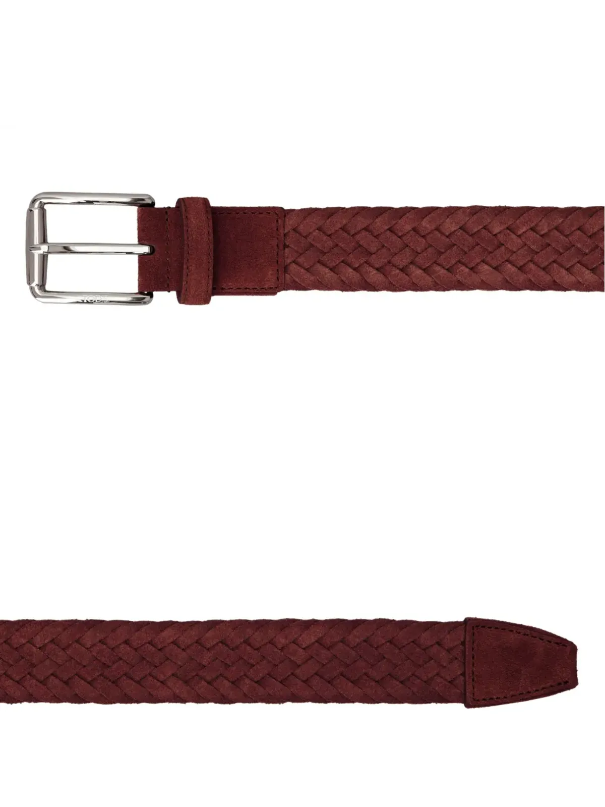 Tod's 編み込みレザー ベルト ブラウン - 画像2