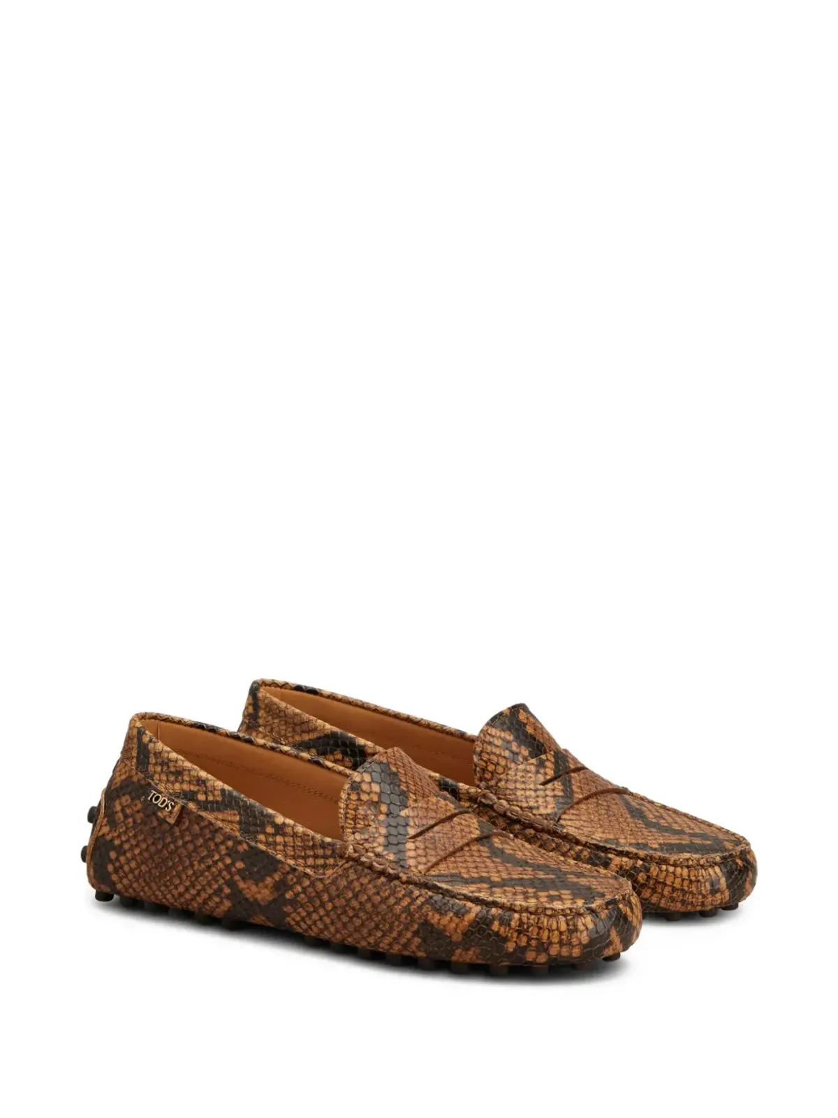 Tod's ヘビ柄ローファー - ブラウン - 画像2