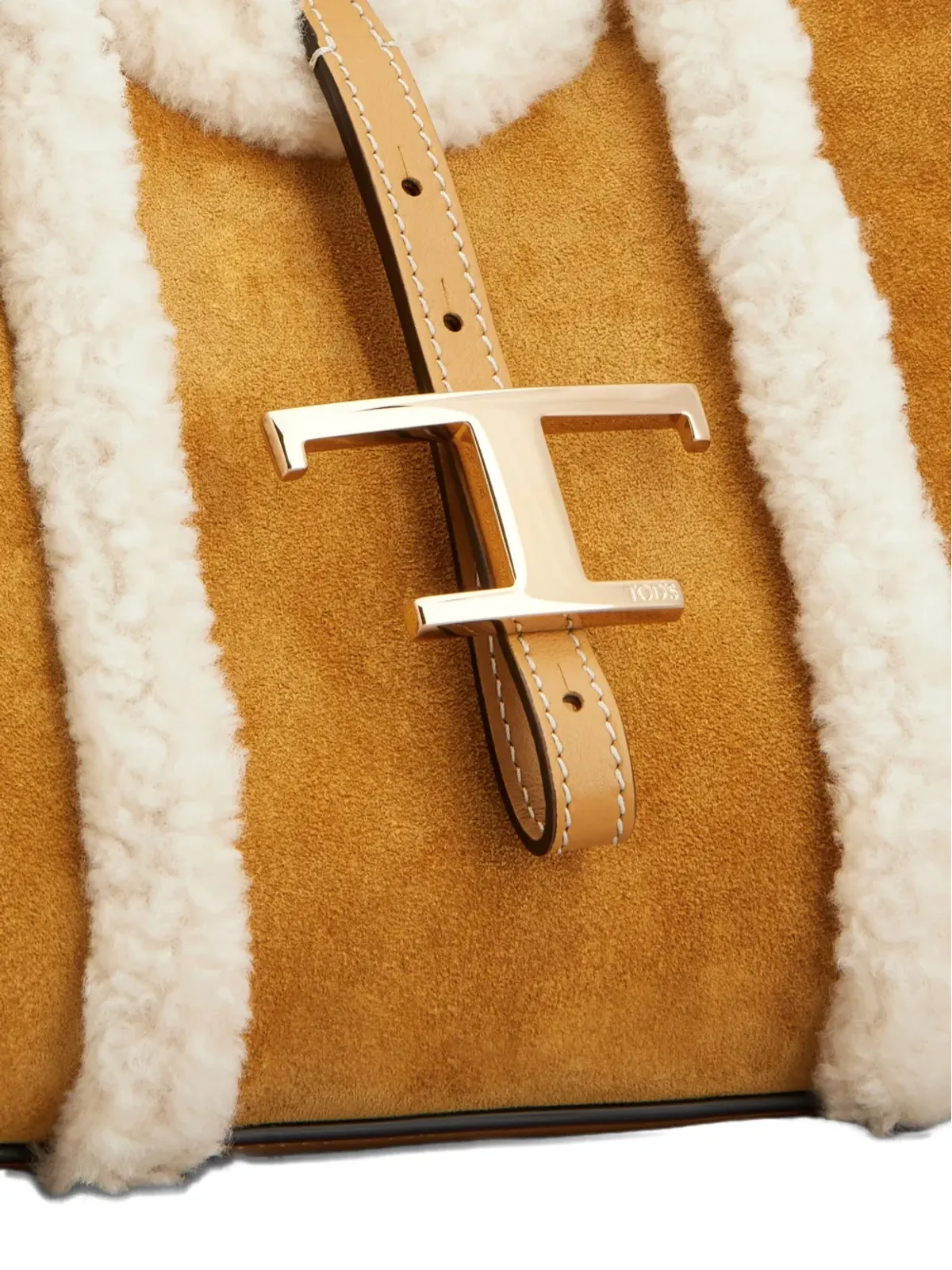 Tod's シアリングトリム付きスエードバッグ - ブラウン - 画像4