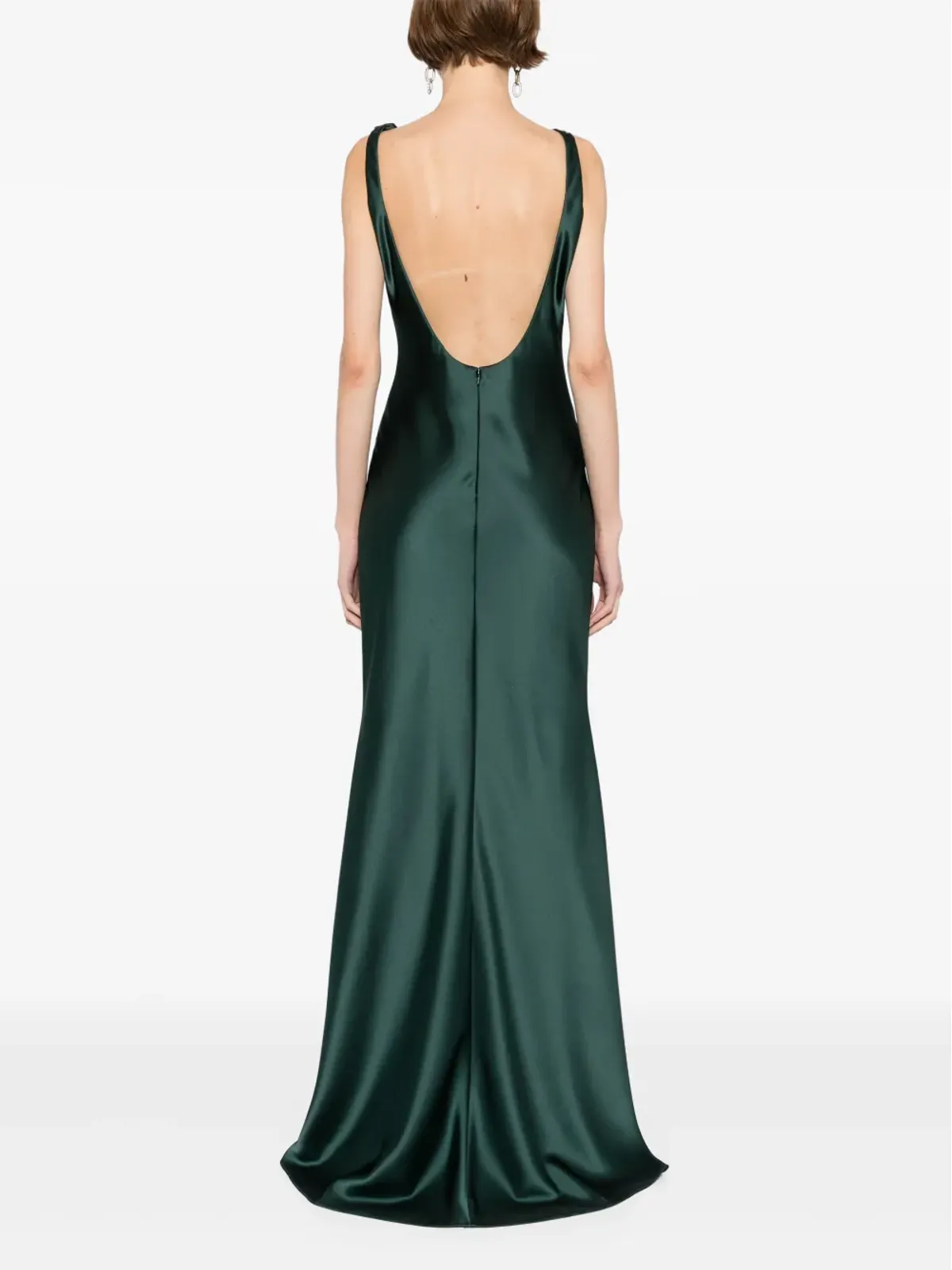 Amsale バイアスカット カウルネック ドレス グリーン - 画像4