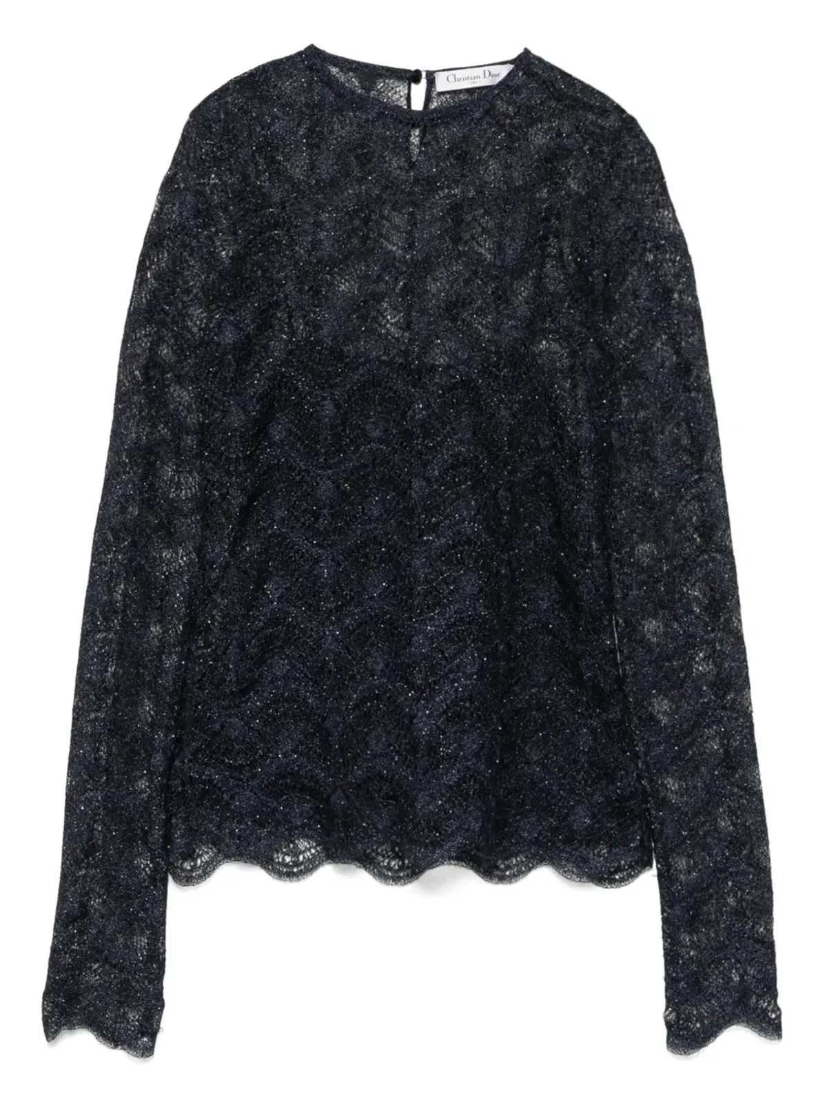 ビンテージ Christian Dior Pre-Owned ブルー レース ブラウス - 画像1