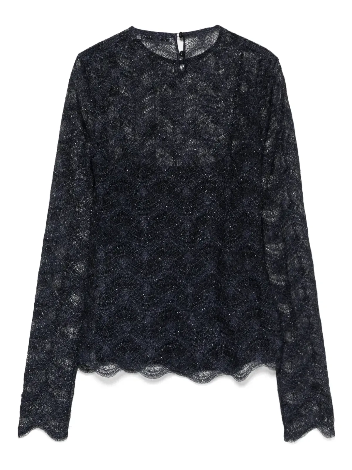 ビンテージ Christian Dior Pre-Owned ブルー レース ブラウス - 画像2