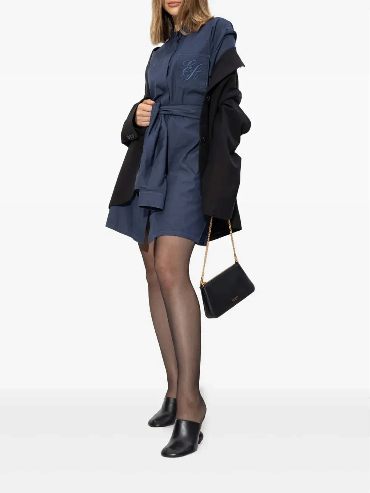 Emporio Armani 襟付きベルト付きシャツドレス - ブルー - 画像2