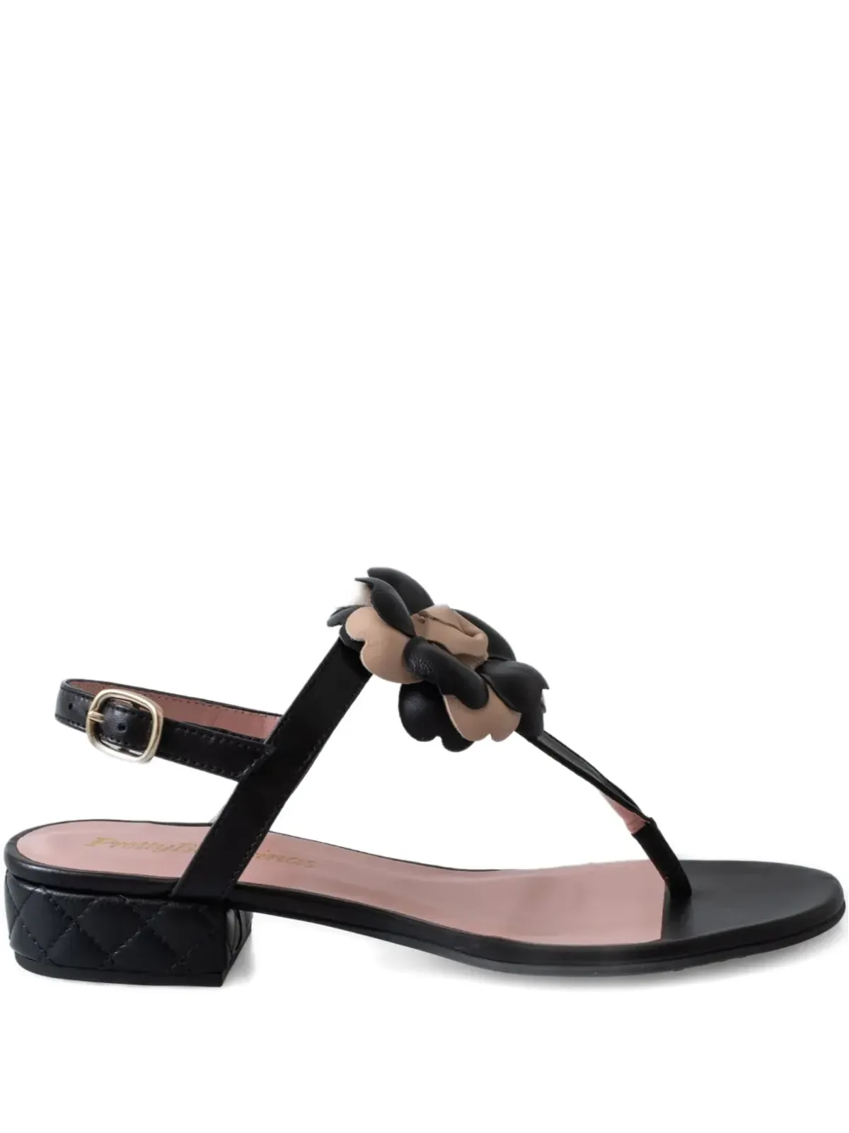 Pretty Ballerinas ラウンドトゥ レザー ヒールサンダル - ブラック - 画像1
