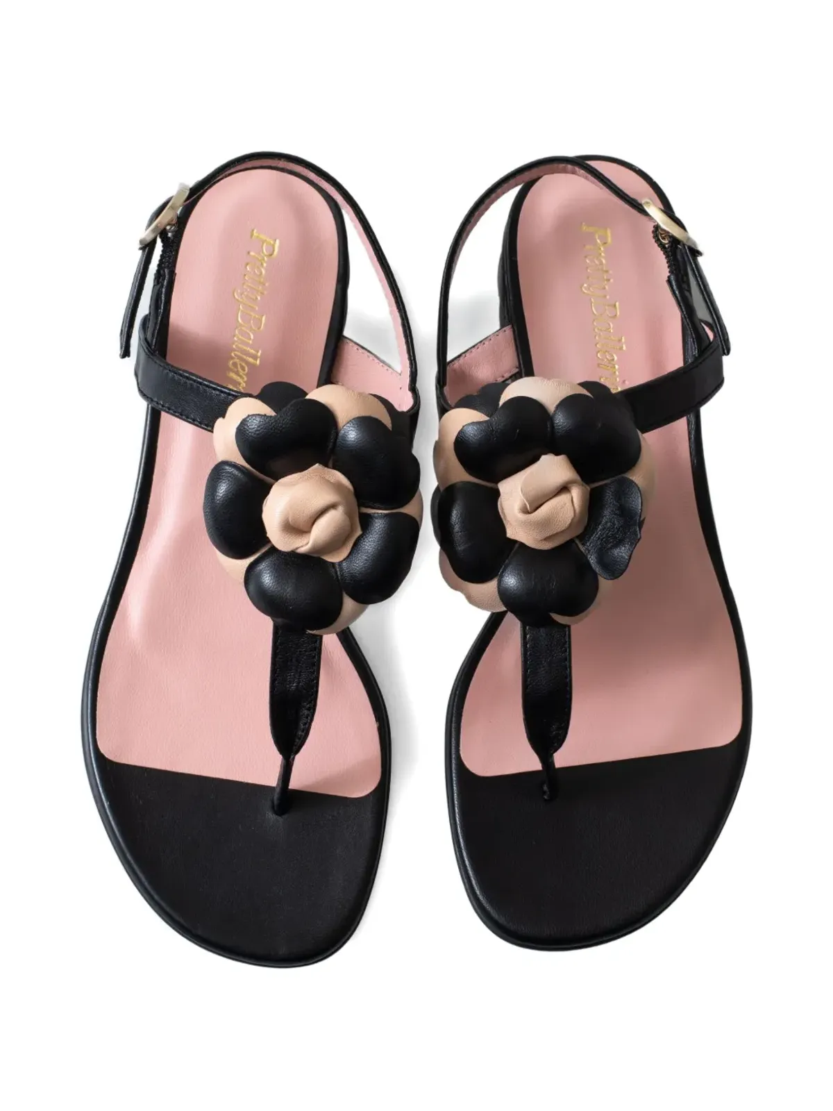 Pretty Ballerinas ラウンドトゥ レザー ヒールサンダル - ブラック - 画像5