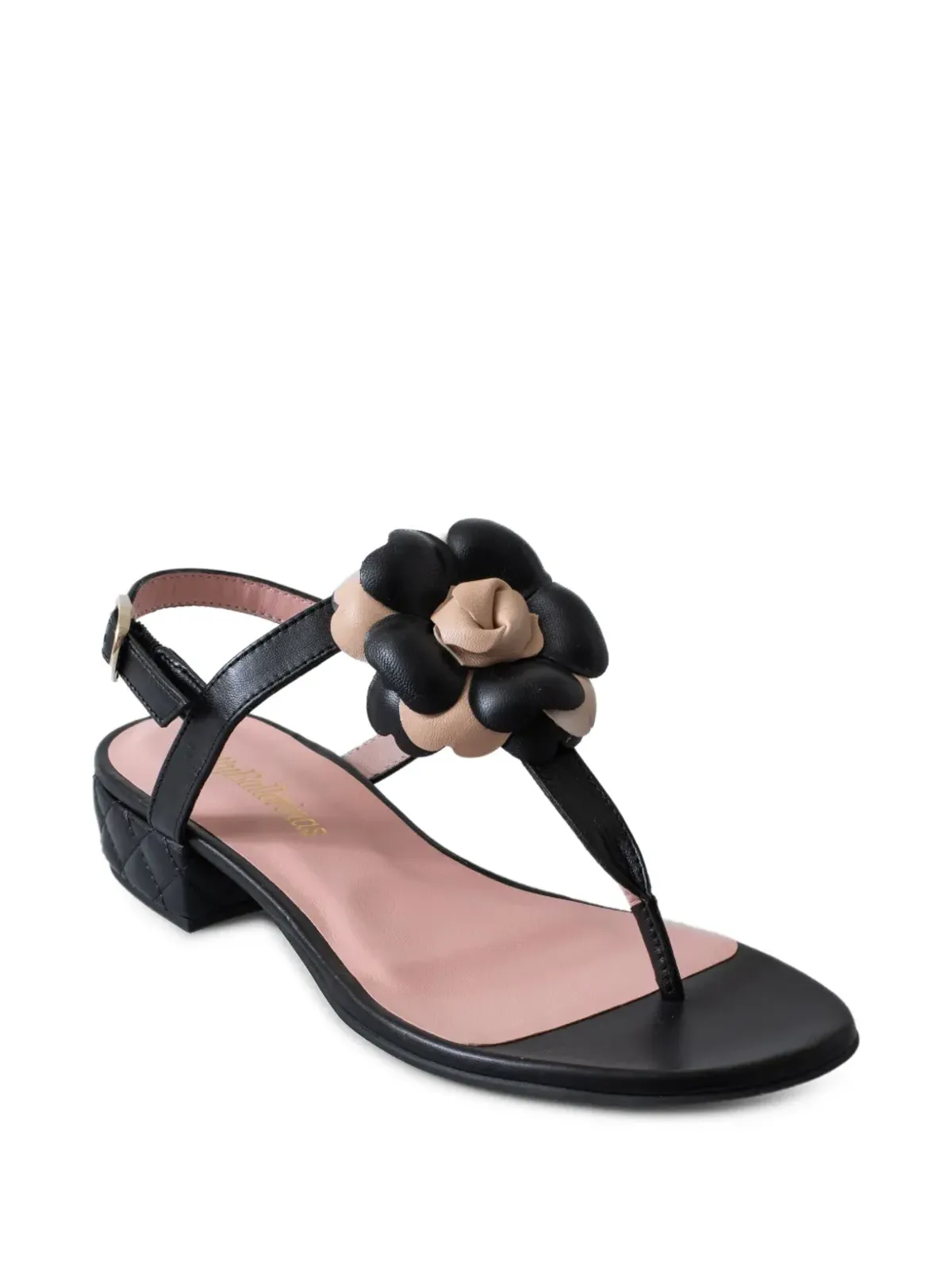 Pretty Ballerinas ラウンドトゥ レザー ヒールサンダル - ブラック - 画像2